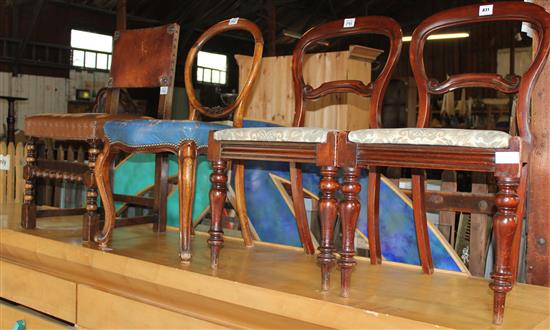 Pr mahogany dining chairs & 2 others(-)